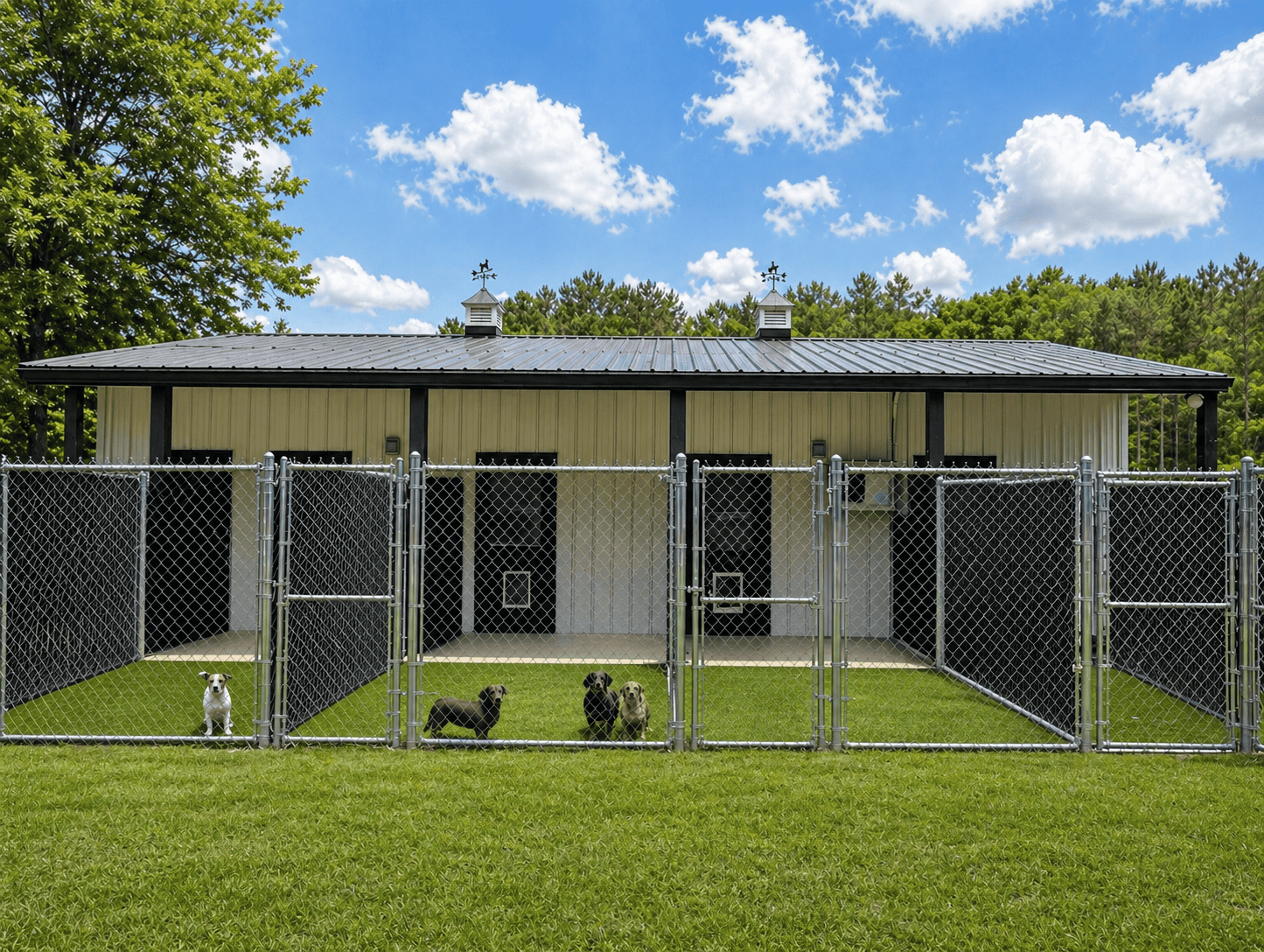 Private outdoor runs at Noble Nose — luxury Shreveport boarding with secure fenced yards
